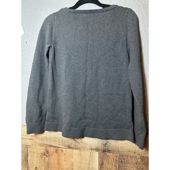 LOFT Floral Embroidered Crew Neck Sweater Women Sz s Dark Cottagecore Grannycore - Picture 5 of 10